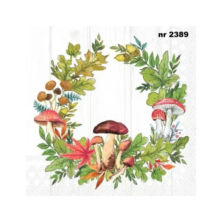 Mushroom Wreath servet 33x33cm