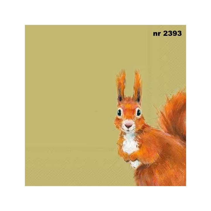 Squirrel Hazel green servet 33x33cm
