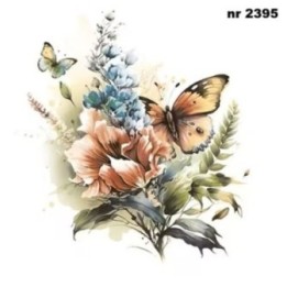 Butterfly and Floral Watercolour Illustration servet 33x33cm