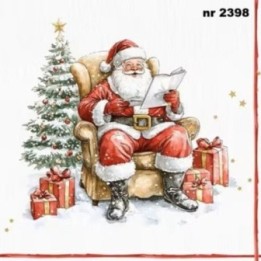 ‘Santa Reads Wish Lists’ servet 33x33cm