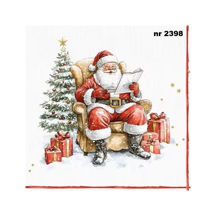 ‘Santa Reads Wish Lists’ servet 33x33cm