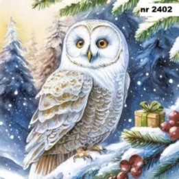 Owl in Winter Forest servet 33x33cm