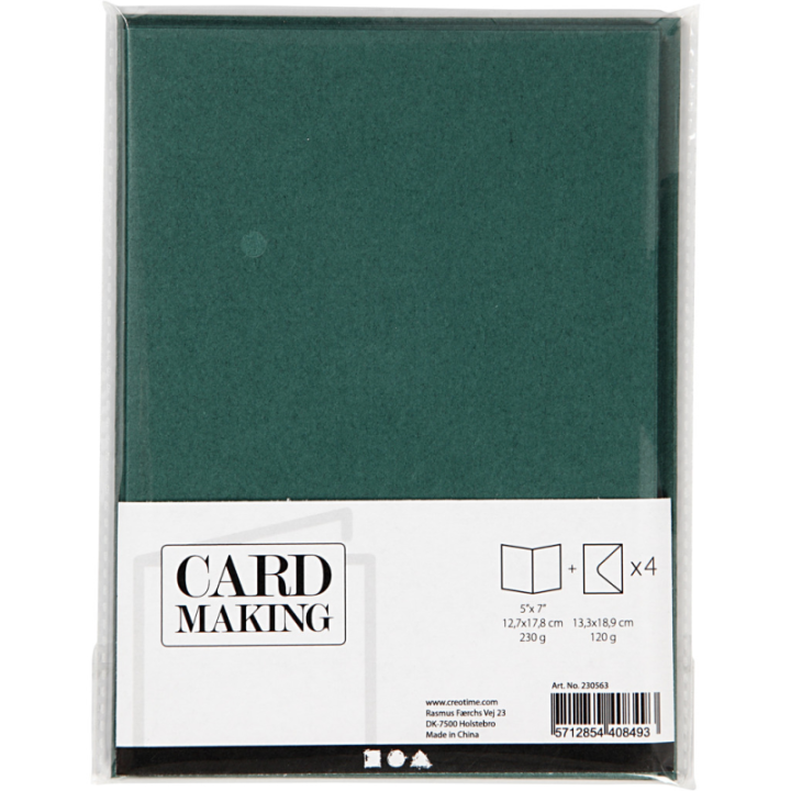 CC Kaarten en enveloppen 12.7x17.8cm groen 4 stuks