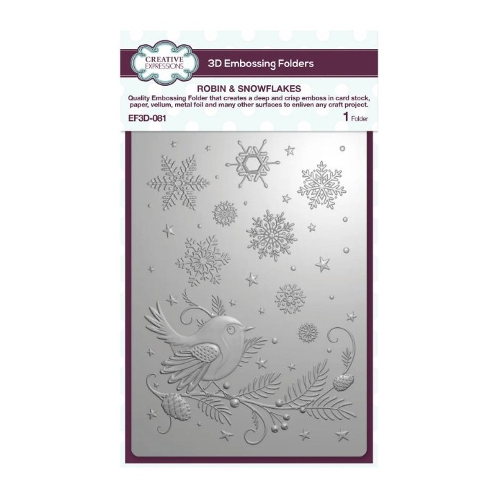 Creative Expressions Robin & Snowflakes 3D Embossing Folder
