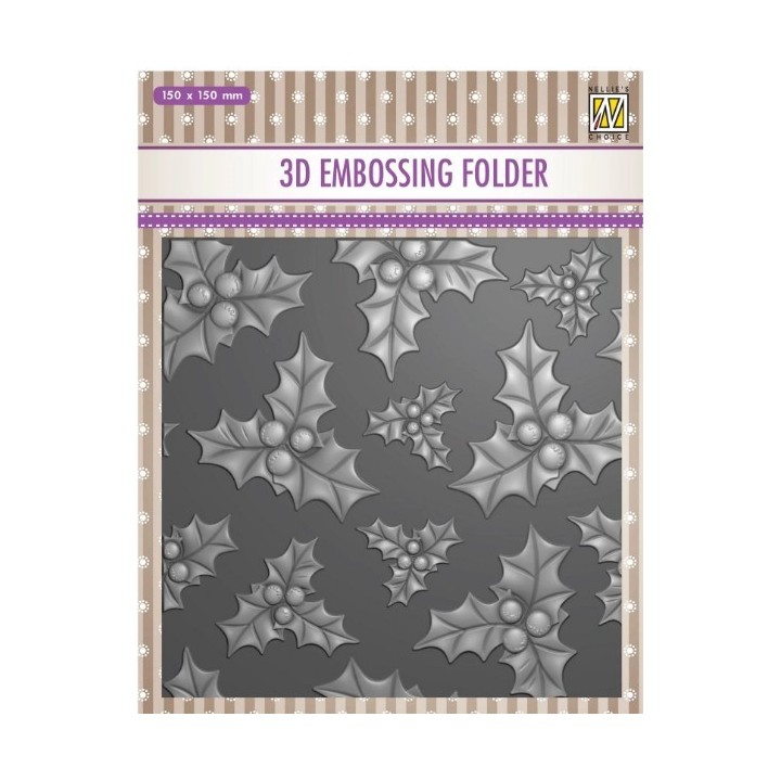 Nellie's Choice 3D Embossing Folder Achtergrond Hulst 15x15cm