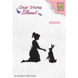 NC Silhouet Clear Stempels Girl with Hare