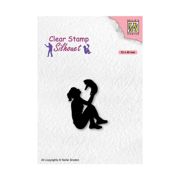 NC Silhouet Clear Stempels Teens-Serie Teengirl with Cat